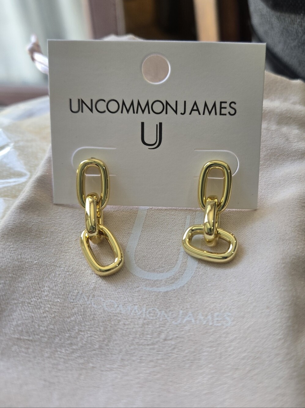 NWT, Uncommon James Gold Double Link Drop Earrings